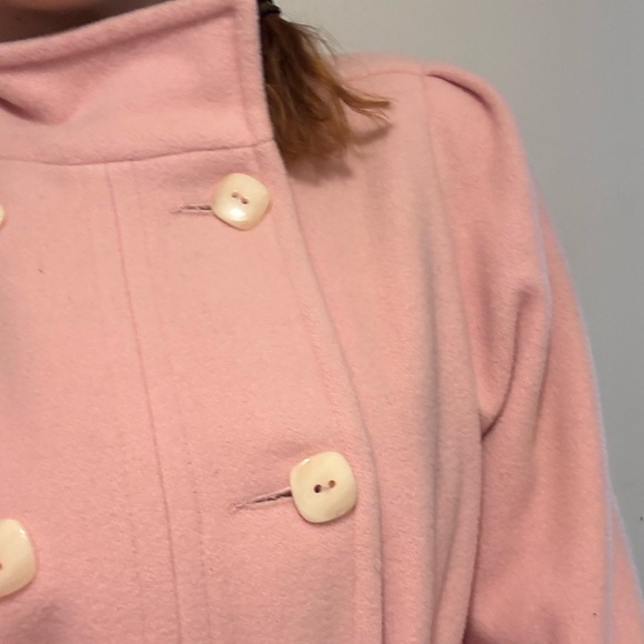 Vintage bubblegum pink 1980s electré Paris wool car coat size 5/6 (small) - Picture 10 of 11